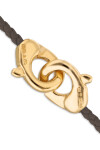 PULSERA DE CUERO MARRÓN CON MOSQUETÓN ENTRELAZADO BAÑADO EN ORO 18K Pulsera