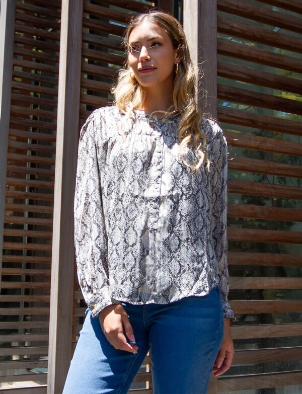 Blusa Chiffon Print GRIS/MULTI