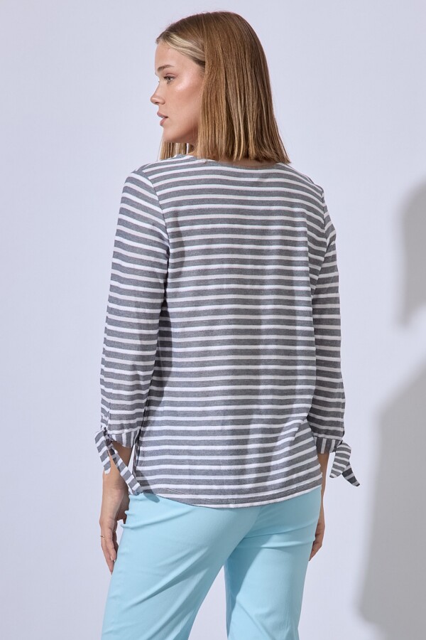 Blusa Algodon Lineas GRIS/MULTI