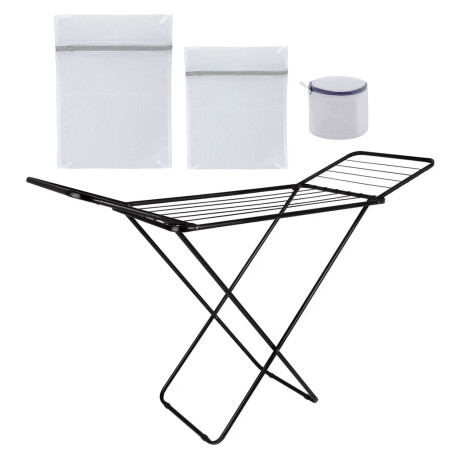 Set Tendedero Extensible Acero 11Mt + 3 Bolsas p/ Lavarropa Negro