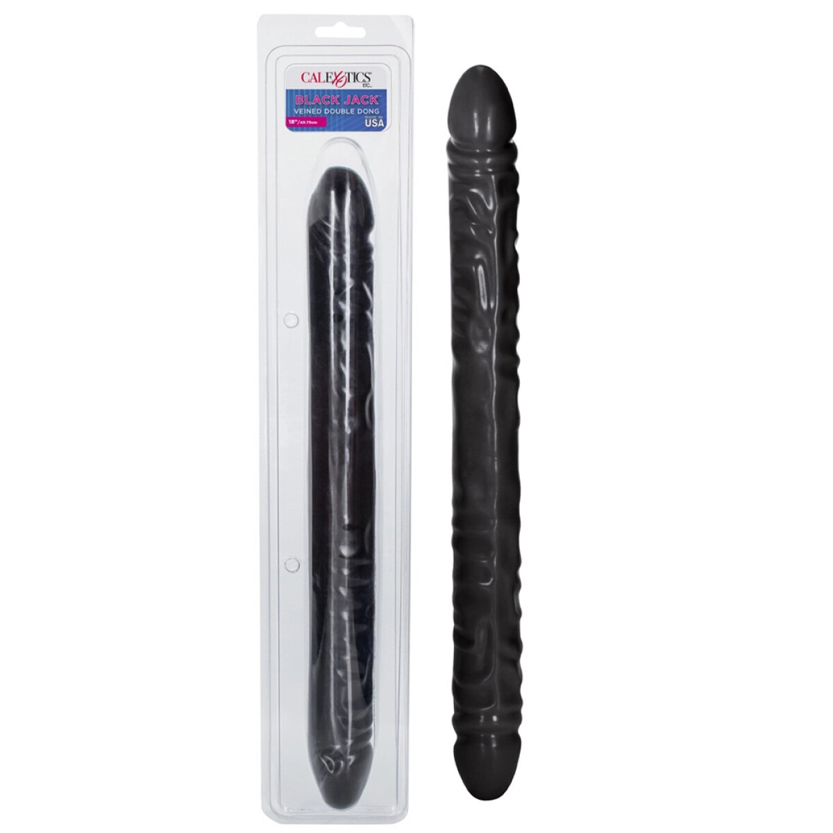 Doble Dildo Veteado Black Jack 46cm Negro 