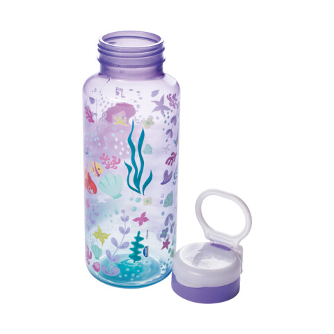 Botella Plática Relieve Princesas Disney 600 ml La Sirenita