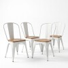 Silla Tolix Pack 4 unidades Metálica Asiento En Madera Blanco