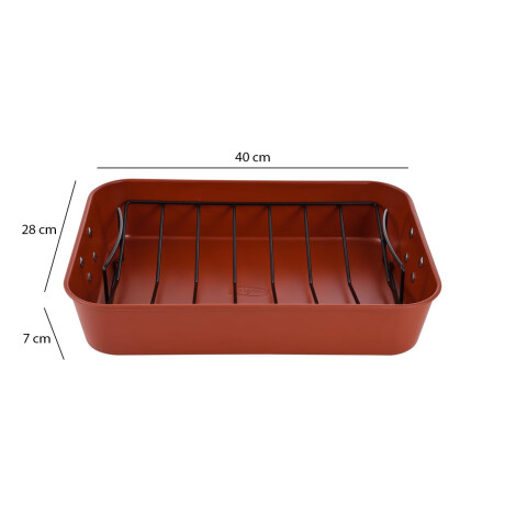Asadera Bandeja c/Rejilla 40x28Cm Acero Antiadherente Agros Terracota