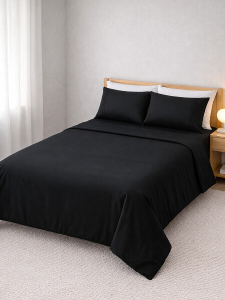 JUEGO DE SABANAS 2 PLAZAS EGYPTIAN NEGRO