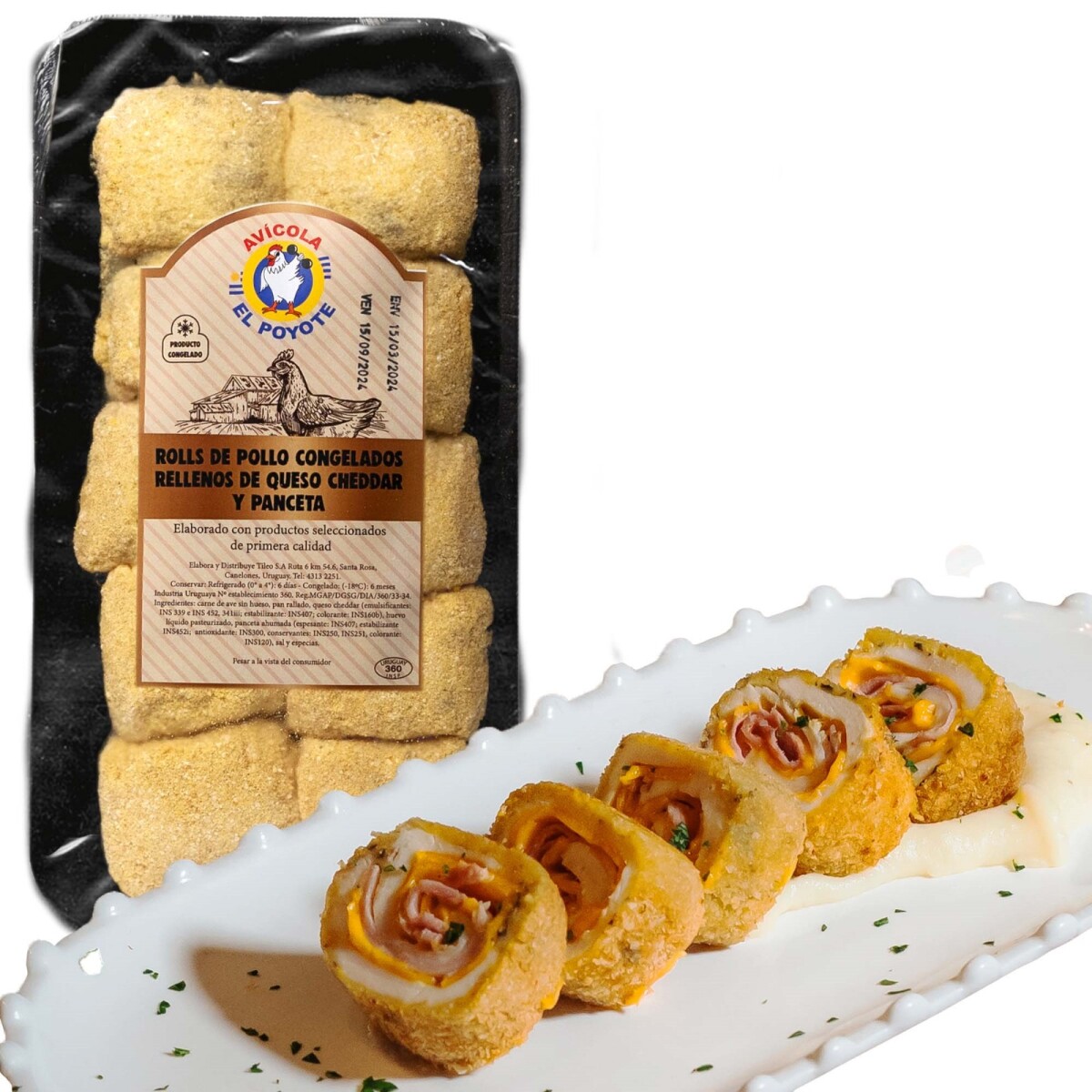 Rolls de Pollo con Cheddar y Panceta El Poyote 800Grs 