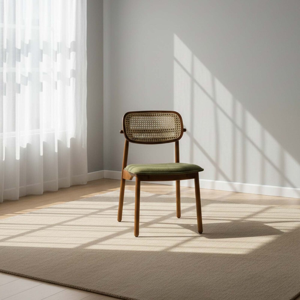 SILLA DE COMEDOR RATTAN-Y-MADERA VERDE DANIELLE