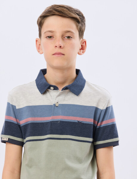 REMERA POLO RAYADA DE ALGODÓN Verde