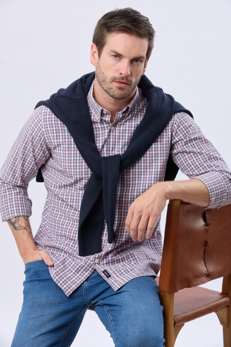 CAMISA SPORT A CUADROS - Rosa 
