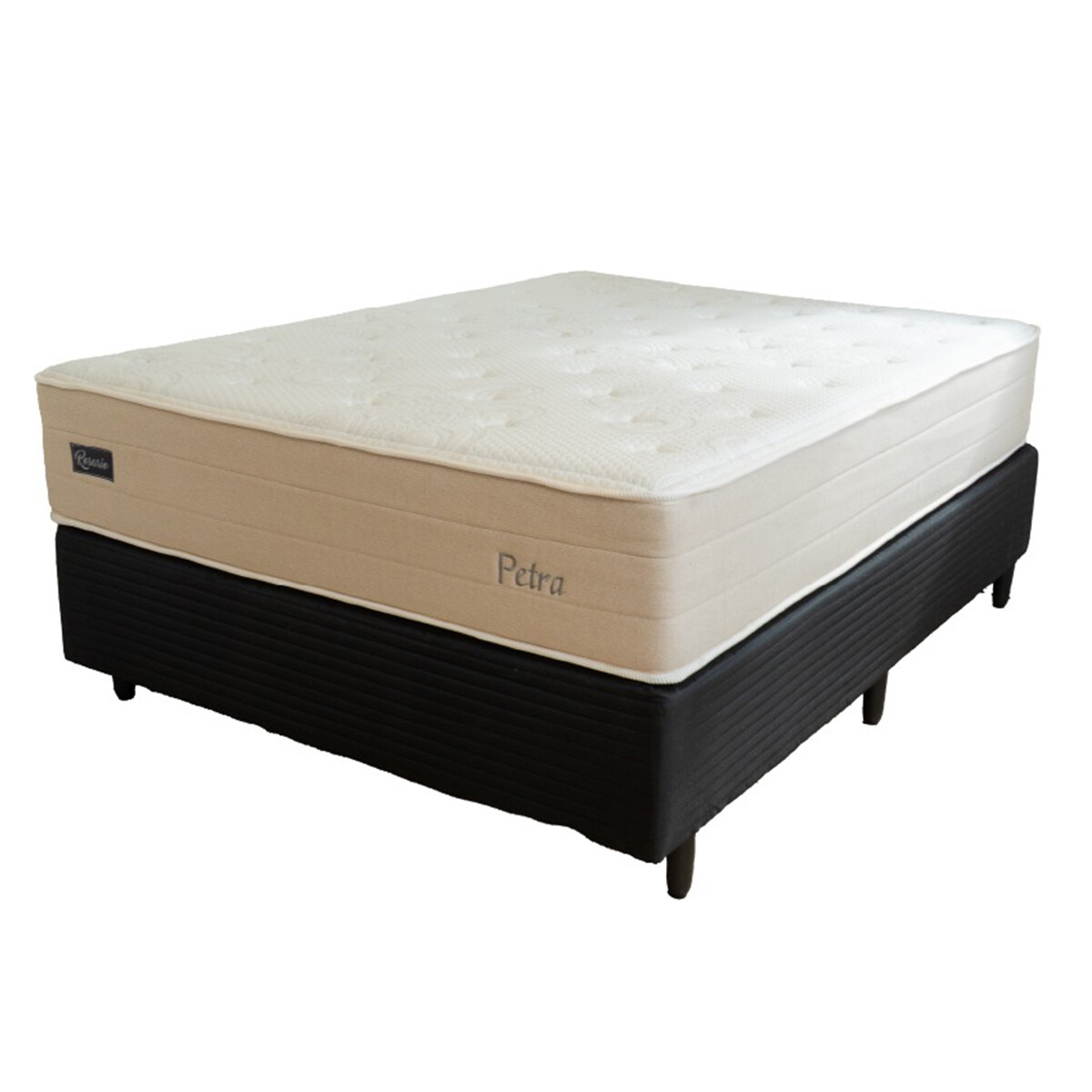 Conjunto Sommier Petra Rosario 2 Plazas 1.38x1.88x0.33 Resortes Y Espuma 