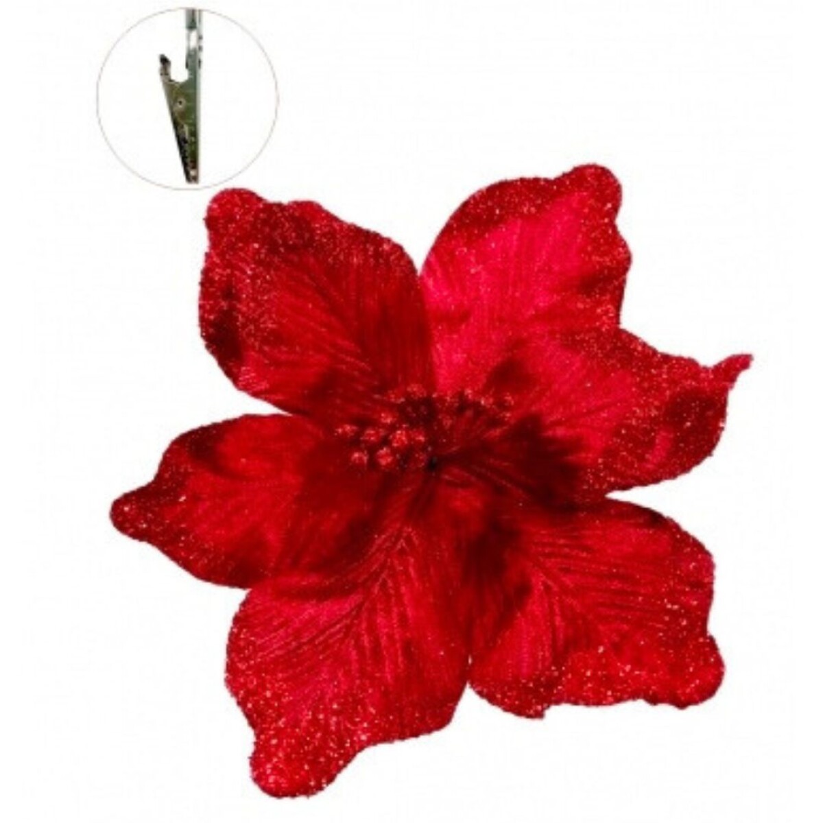 Flor Navideña con Glitter - Rojo 