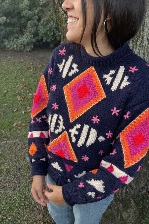 Sweater Gitano Lana Base Azul Marino