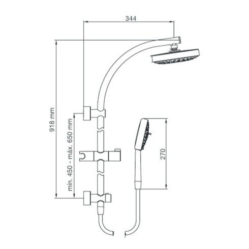 DUCHA COMBINADA AUTOLIMPIANTE CON BARRALCROMO FV ARQUIS CROMO
