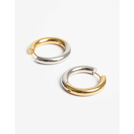 Aros Argollas Metal Combinacion Bicolor
