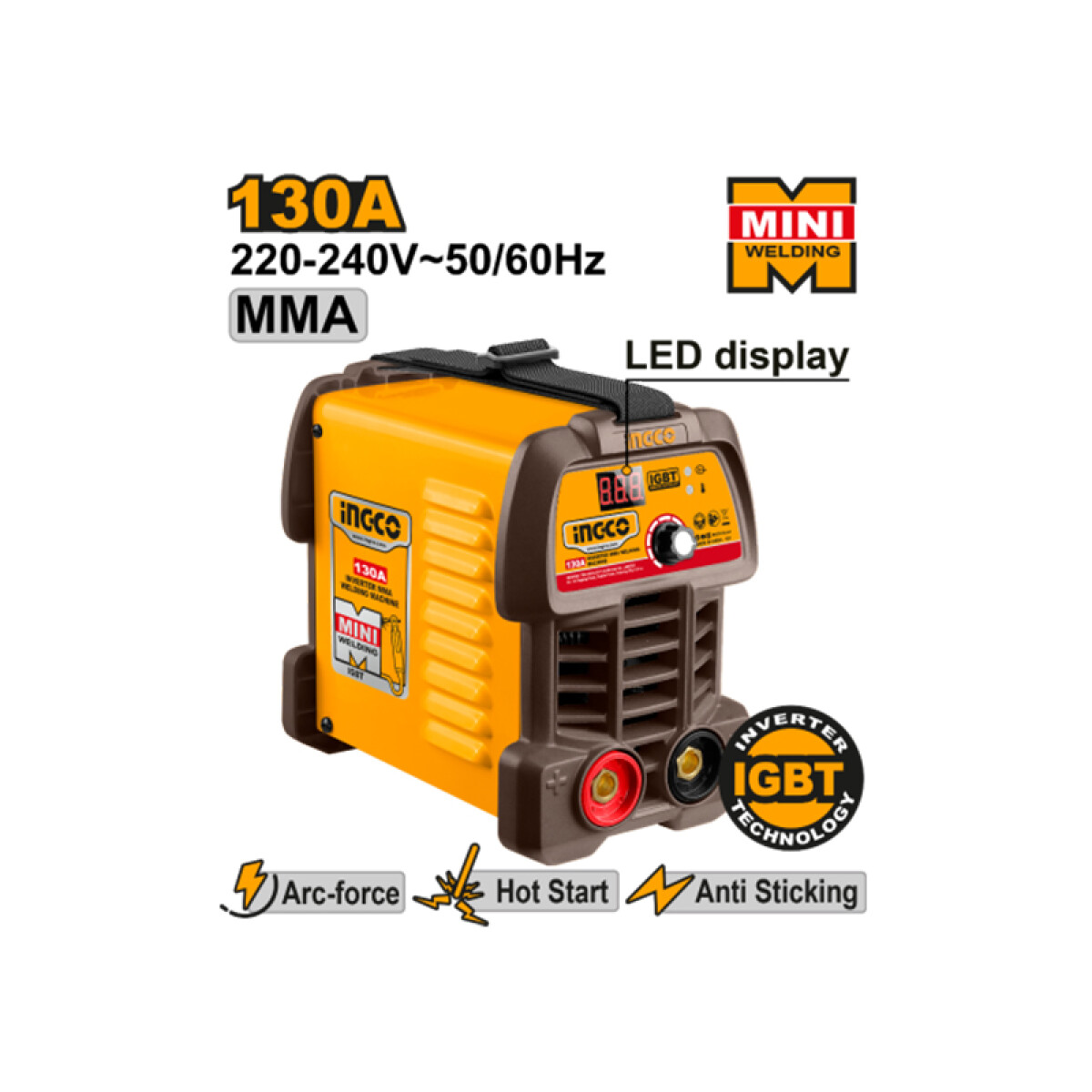 Soldadora inverter 130A MMA LED IGBT - ING0950 