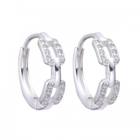 Par de aros de plata con circonias, CADENA. Par de aros de plata con circonias, CADENA.