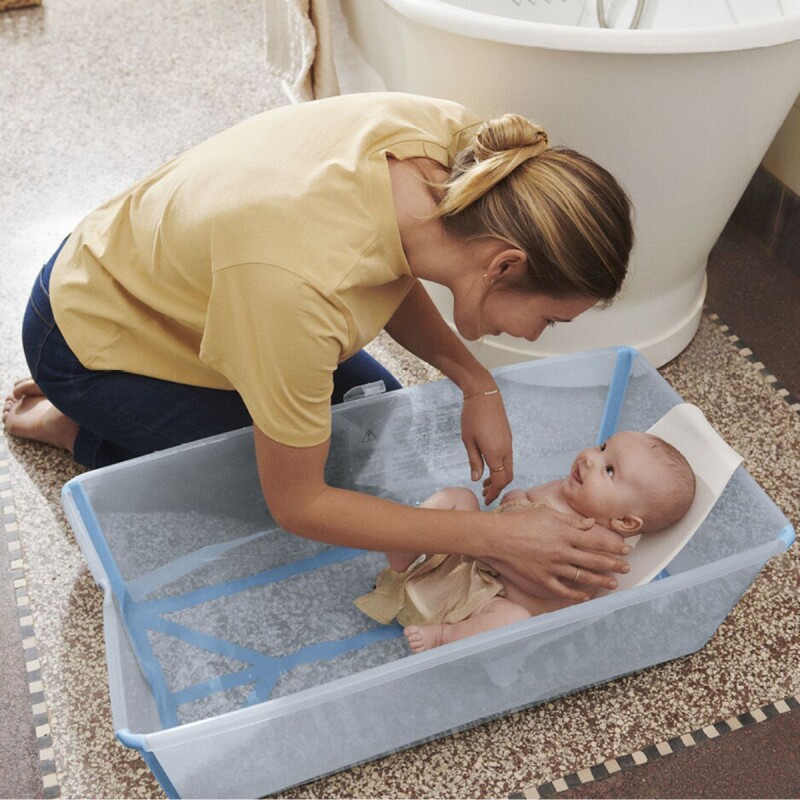 Baño Stokke Flexibath XL Plegable Transparente y Celeste