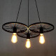 Lampara Colgante Techo Retro Decorativo Ruedas Vintage Led Negro