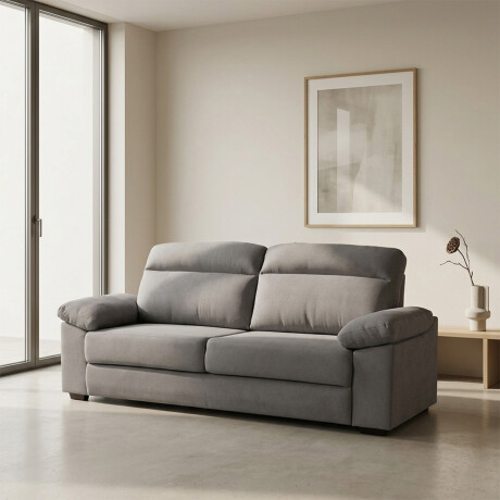 Sofá Owen - Tela Microfibra - 3 cuerpos 12091 (Gris)