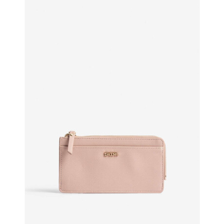 Billetera Fichero Rectangular Con Cierre Rosa Piel