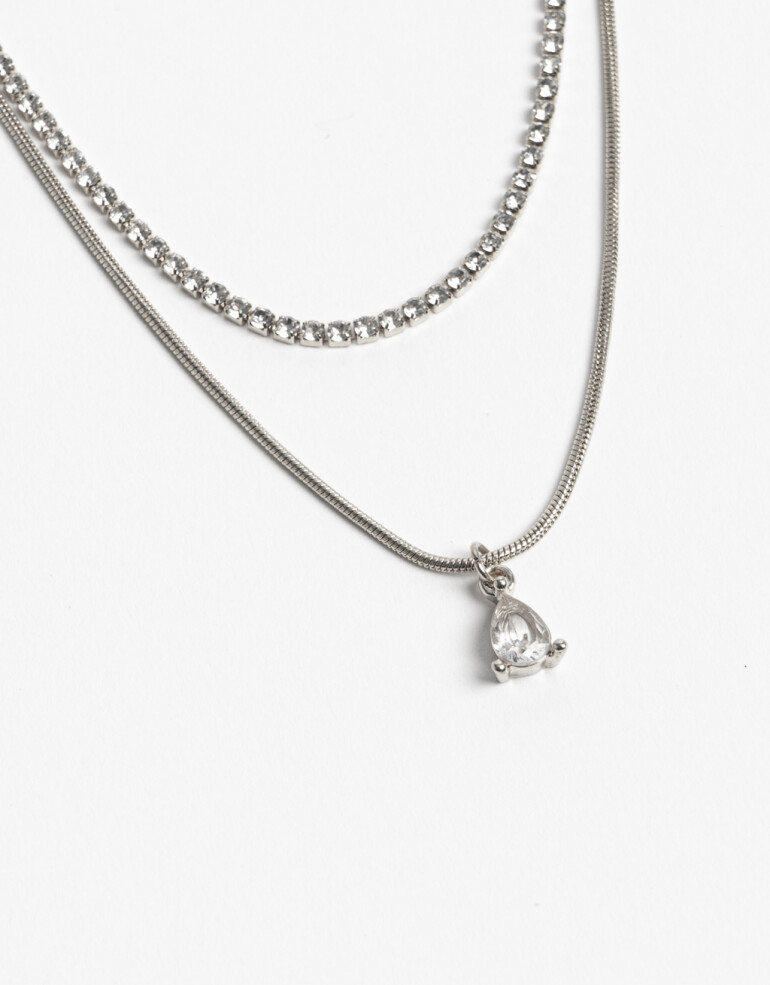 Collares Cortos Strass Collares Cortos, Strass Basics - Plateado Rodio