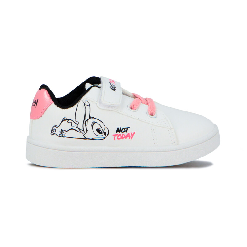 Disney Stitch Bajo Pu Con Velcro Blanco-rosado