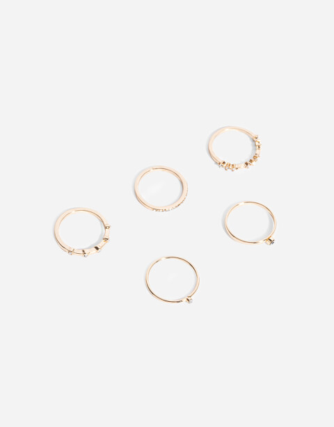 Sets Anillos Metal Set De Anillos Con Strass - Dorado