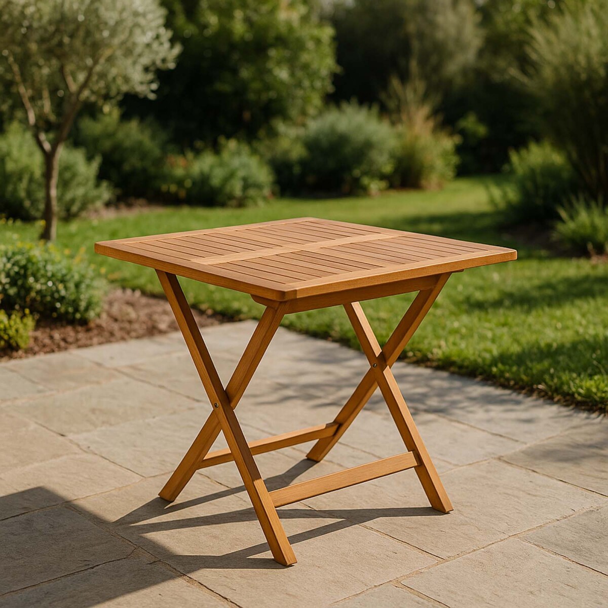 MESA EXTERIOR 80CM - TECA NATURAL-BEIGE TAKI 
