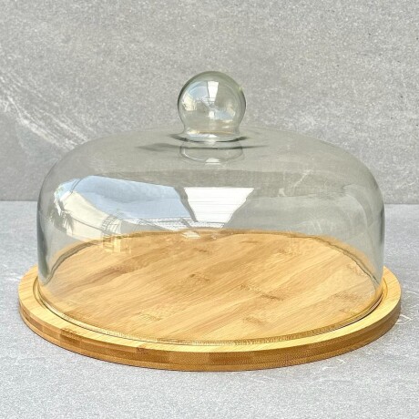 Plato Torta Bambú C/Tapa De Vidrio Alto 20cm x Ø 32cm Plato Torta Bambú C/Tapa De Vidrio Alto 20cm x Ø 32cm