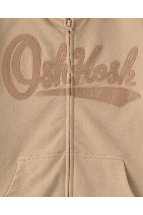 Campera de algodón, beige, con capucha y logo Sin color