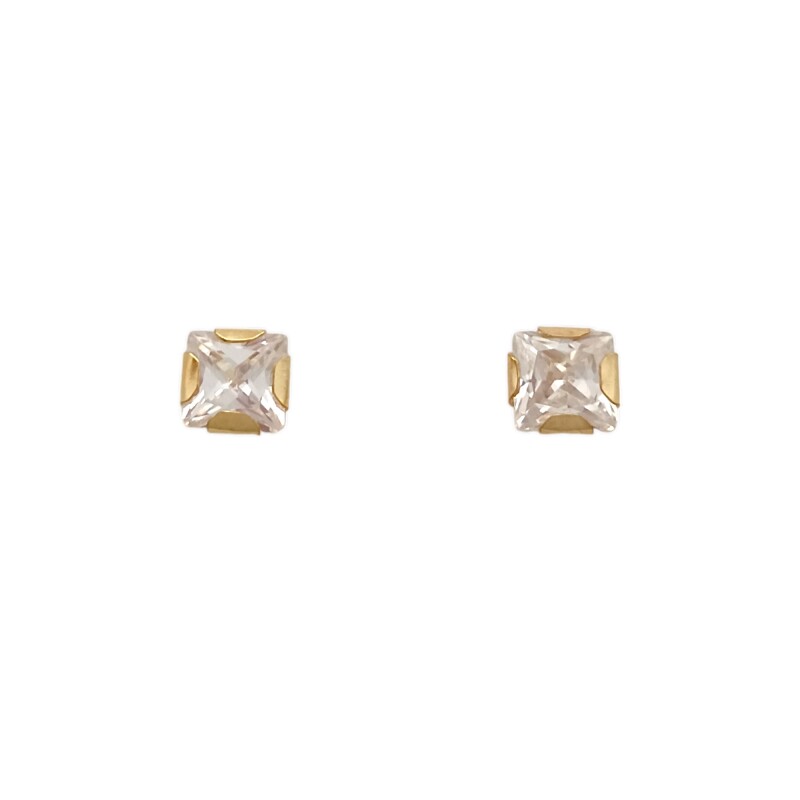Caravanas Cuadrados de oro - Oro bajo - Zirconia - CA8108 conpiedra