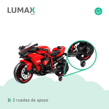Moto a Batería Barry con ruedas luces música y usb Rojo
