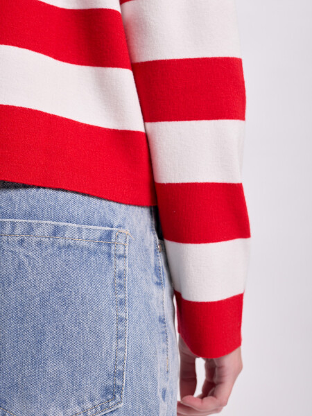 Buzo punto cuello polo Rojo