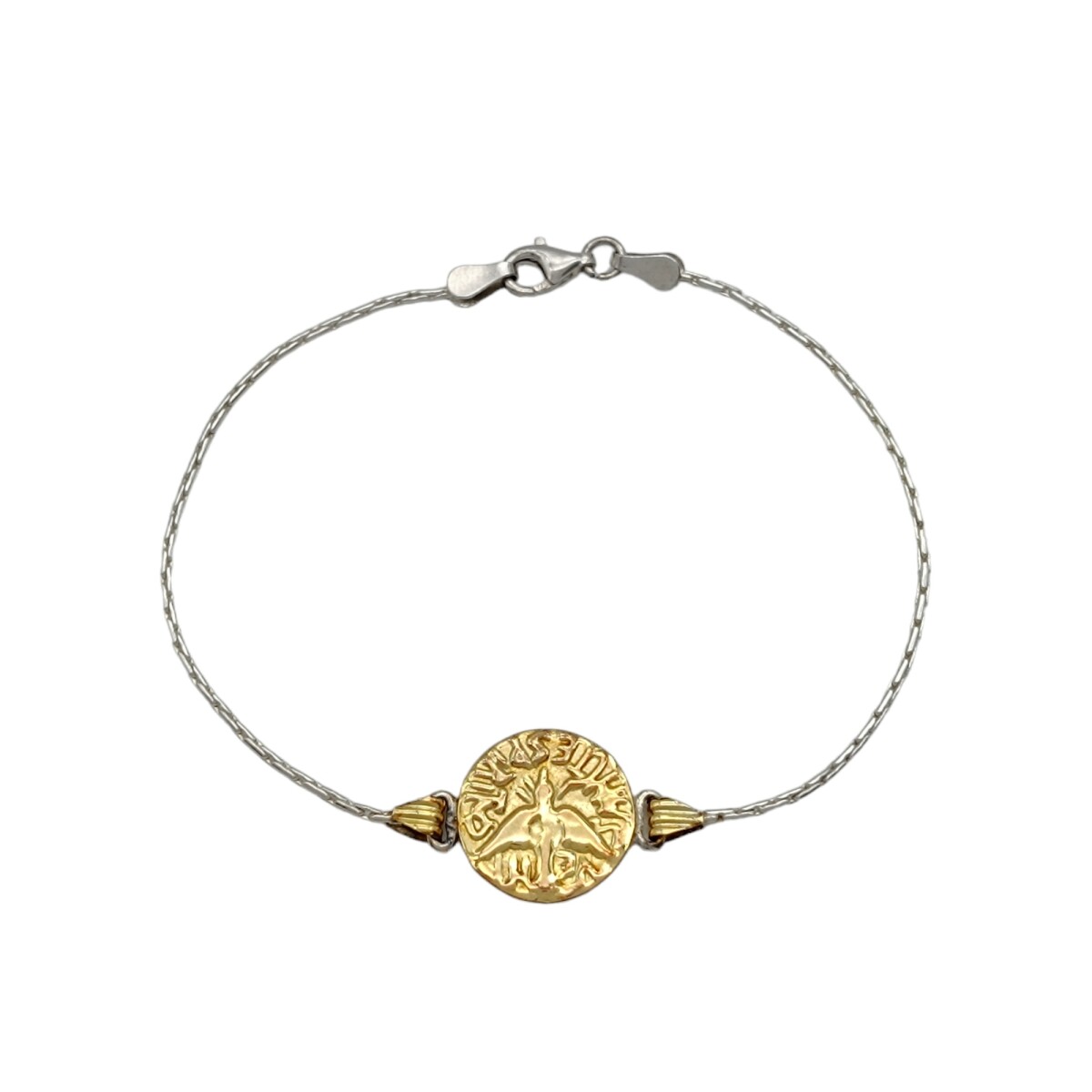 Pulsera Espiritu Santo-Plata y Oro-Sin Piedra-PU5082 - sinpiedra 