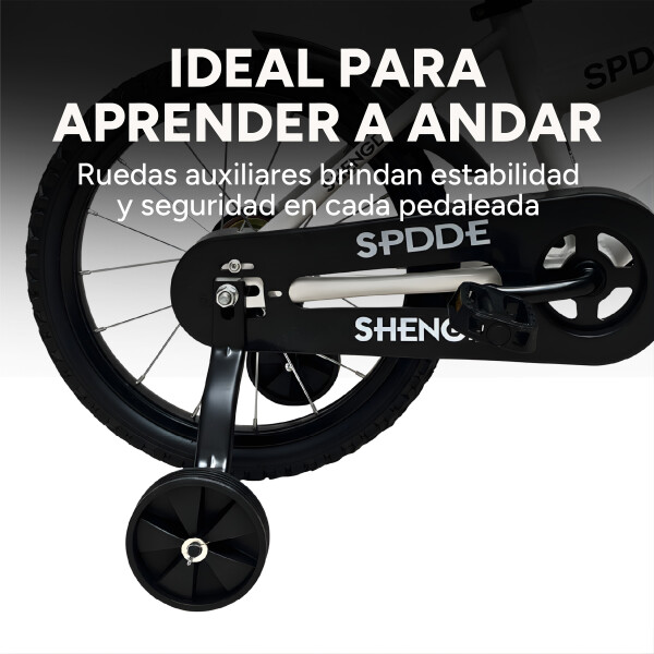 Bicicleta Infantil Shengdi R16 Canasto Parrilla Guardabarros Blanco 1