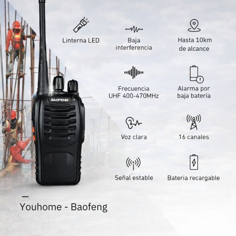 Handy Walkie Talkie Recargable Youhome Uhf 16 Canales Handy Walkie Talkie Recargable Youhome Uhf 16 Canales