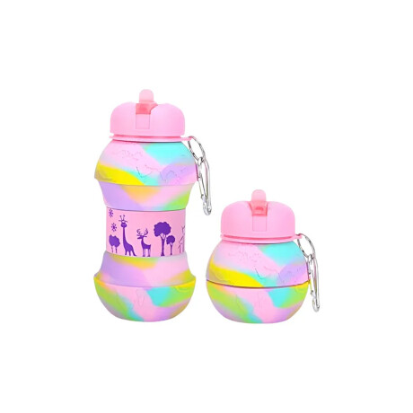 Botella plegable de silicona mapamundi Rosa