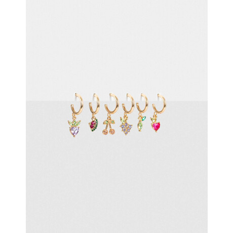 Set De Aros Argolla Frutas Dorado