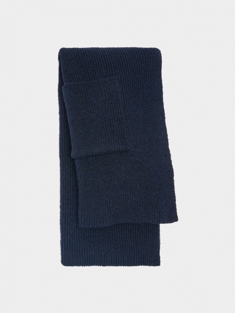 Bufanda Con Canalada Lisa azul-marino