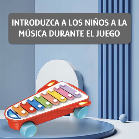 Xilofón Cohete Infantil Musical Didáctico c/Rueditas Huanger Rojo