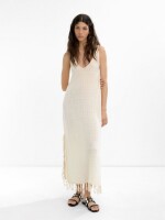 Vestido Largo De Algodón Con Lino crudo