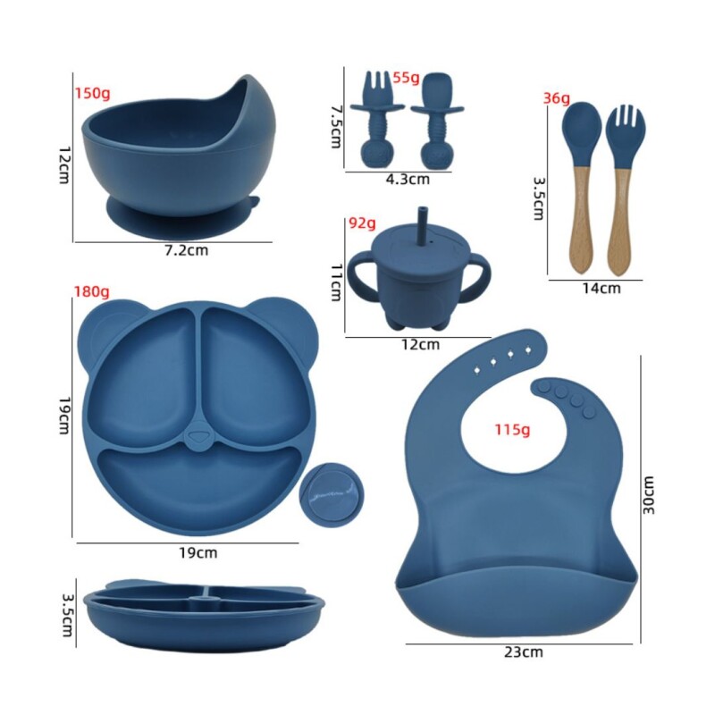 Set Alimentación Bebe Bpa Free Vajilla Silicona Comida - Color