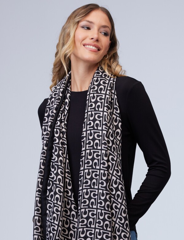 Pashmina Printed NEGRO/BEIGE