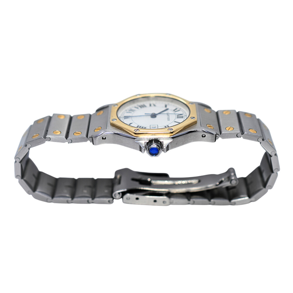 Cartier Santos Octagon unisex modelo 2966 automático con calendario, acero y oro Cartier Santos Octagon unisex modelo 2966 automático con calendario, acero y oro