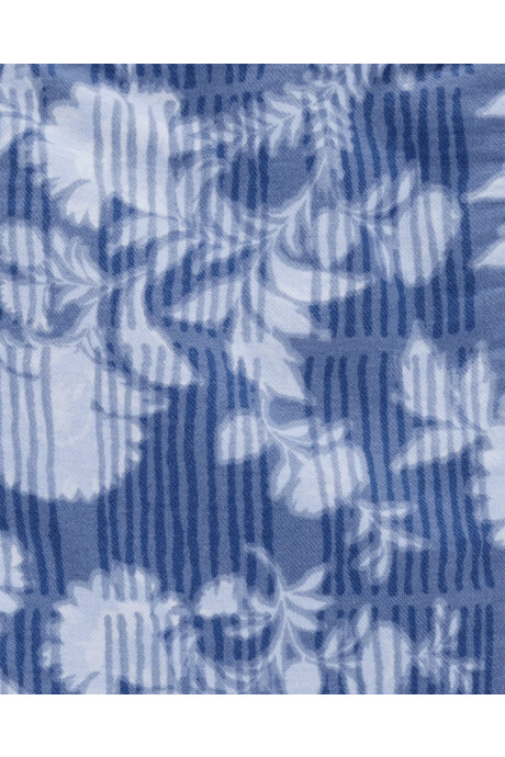 Blusa de algodón, escote cuadrado, diseño floral Sin color