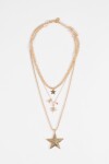 Collar triple dije estrella dorado