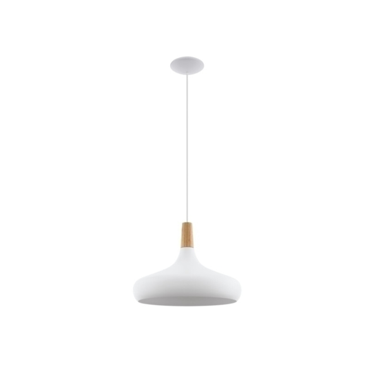 Lámpara campana metal blanco y madera Ø40 SABINAR - EG0814 