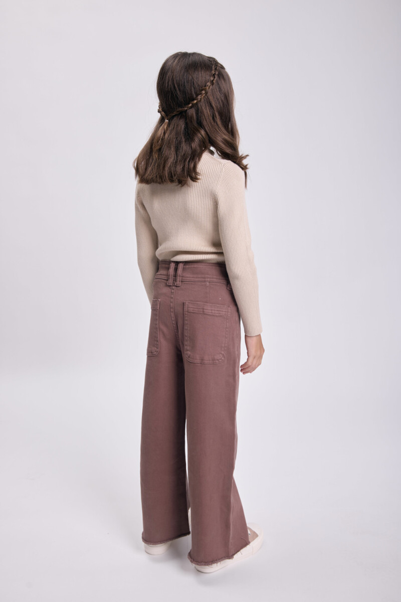 Pantalón jean ancho Marrón