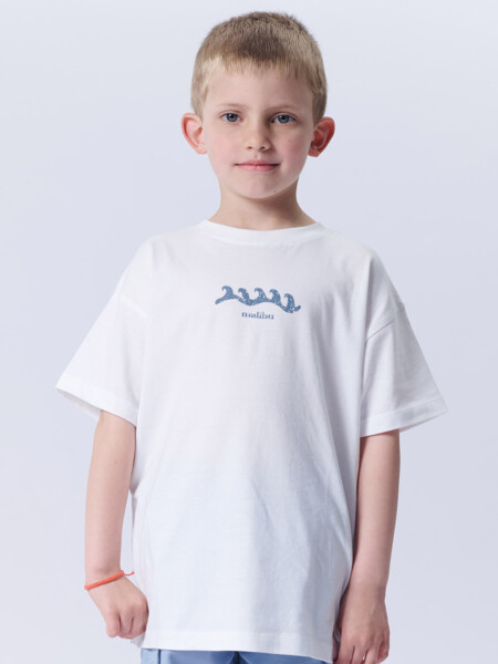 Remera Estampa Olas Blanca
