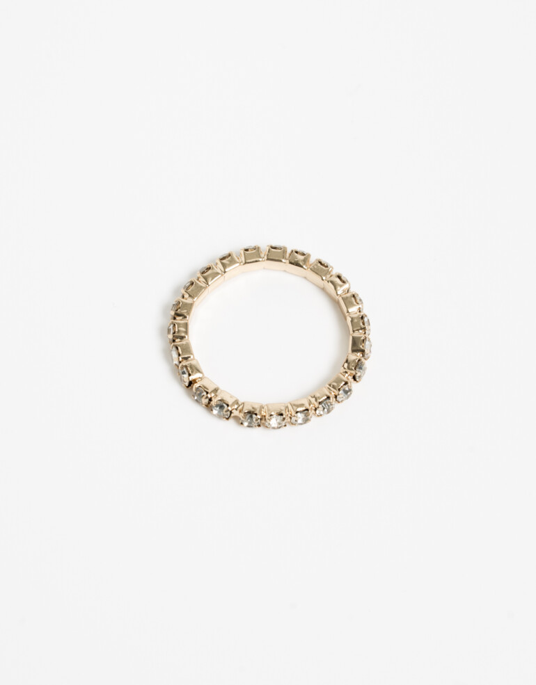 Anillos Medianos y Grandes Strass Anillo Con Strass - Dorado